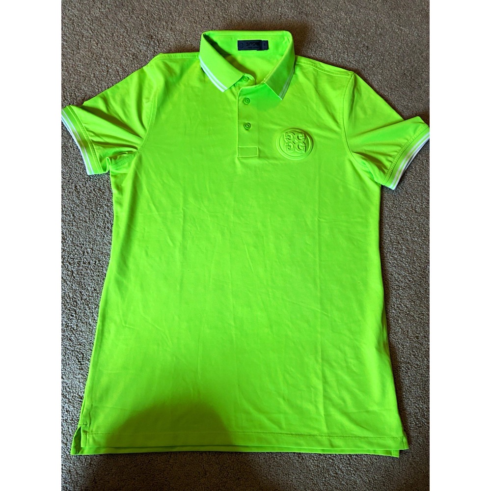G/FORE Men's S Green Solid Polo Shirt Short Sleeve Collared Logo Button